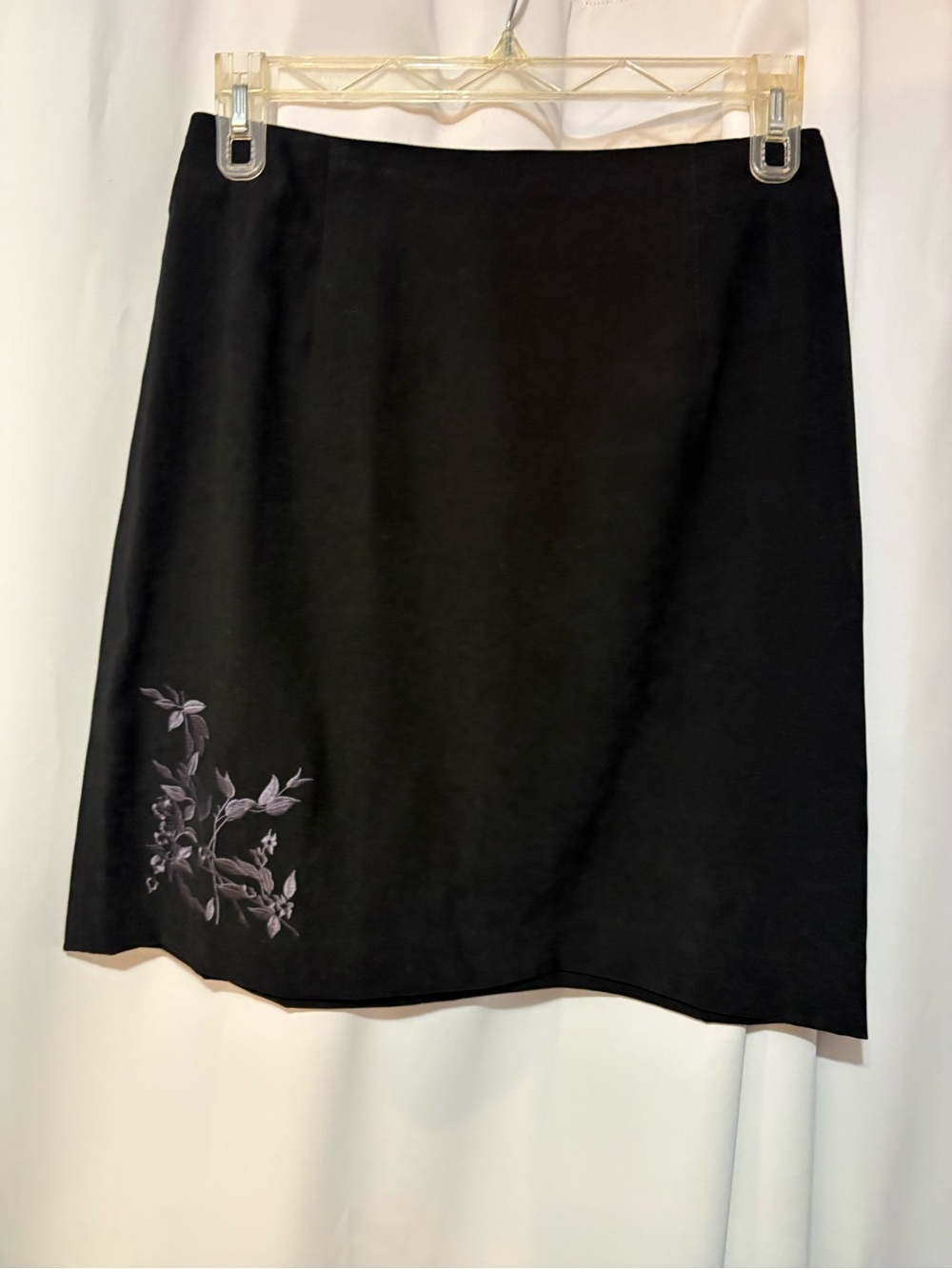 Women's Black Skirt with Subtle Floral Detail